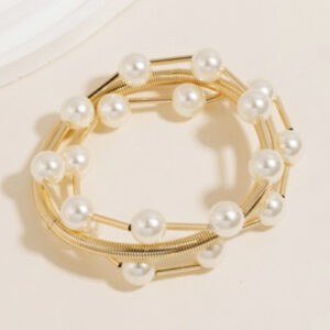 pearl bead & elastic bar bracelet set