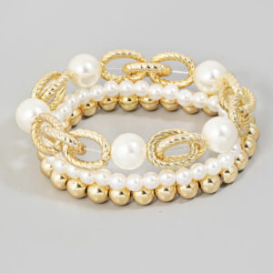 pearl beaded ball & gold bracelet