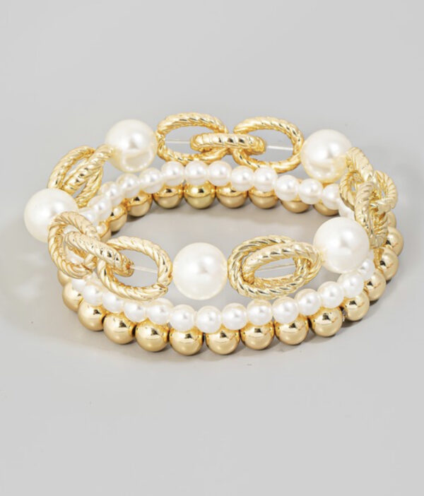 pearl beaded ball & gold bracelet