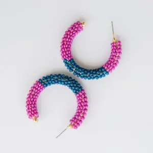 navy plum beaded earrings