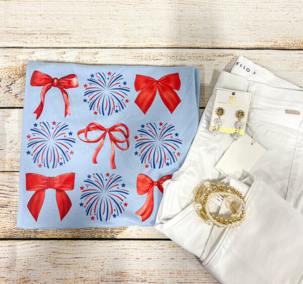 fourth of july bow tee